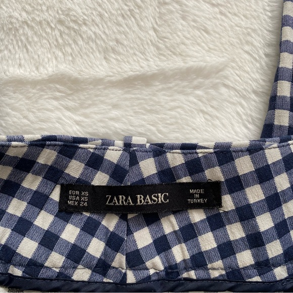 ZARA | Blue and white plaid high waisted pants - Picture 7 of 8